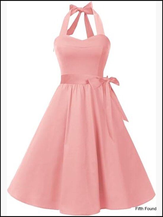 Dresses & Skirts - Vintage 1950s Cocktail Dress Halter A-Line Swing Dress S